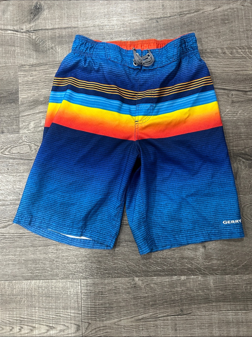 Gerry Orange Elastic Waist Swim Shorts with Silver Lining